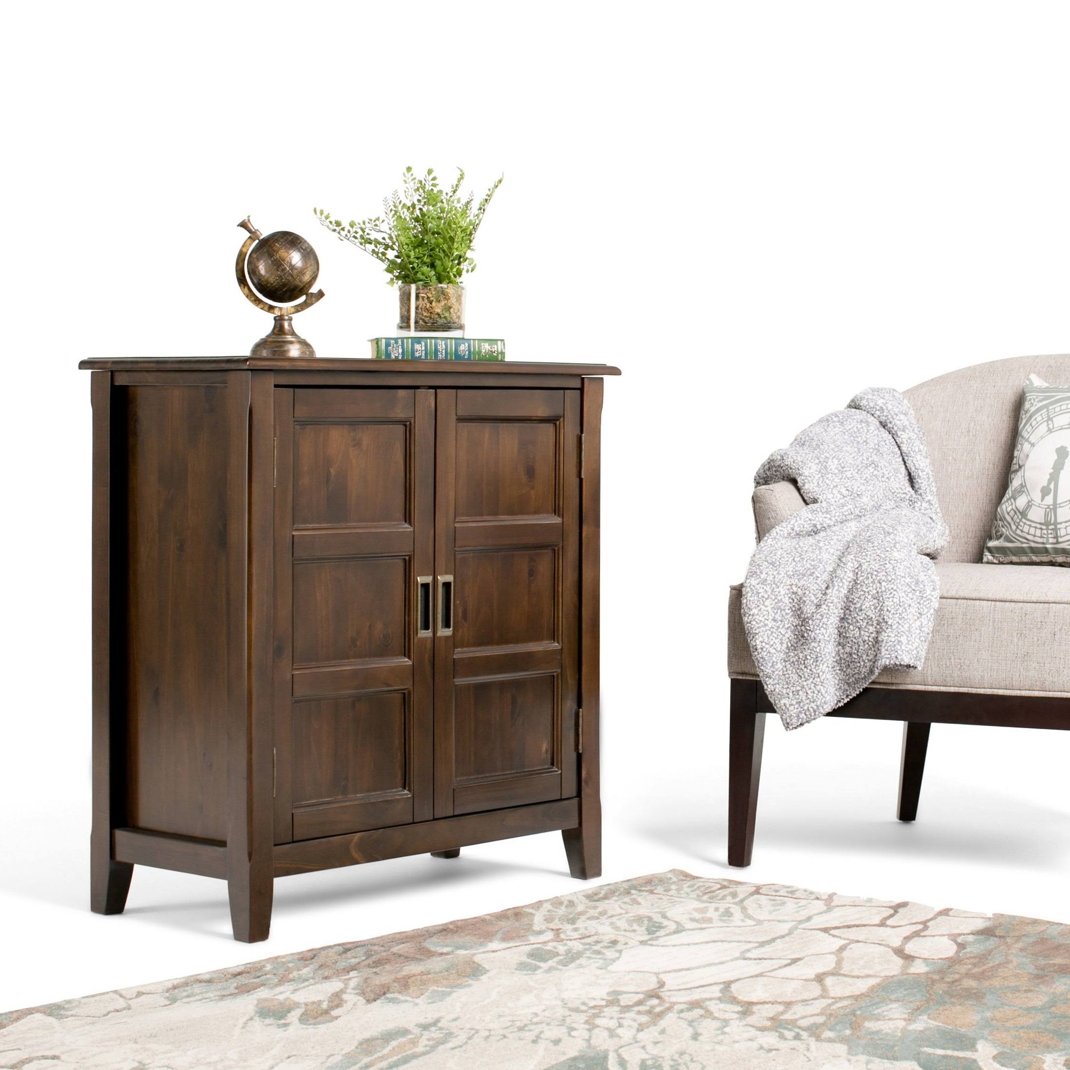 Solid Wood Low Storage Cabinet in Espresso Brown N6609