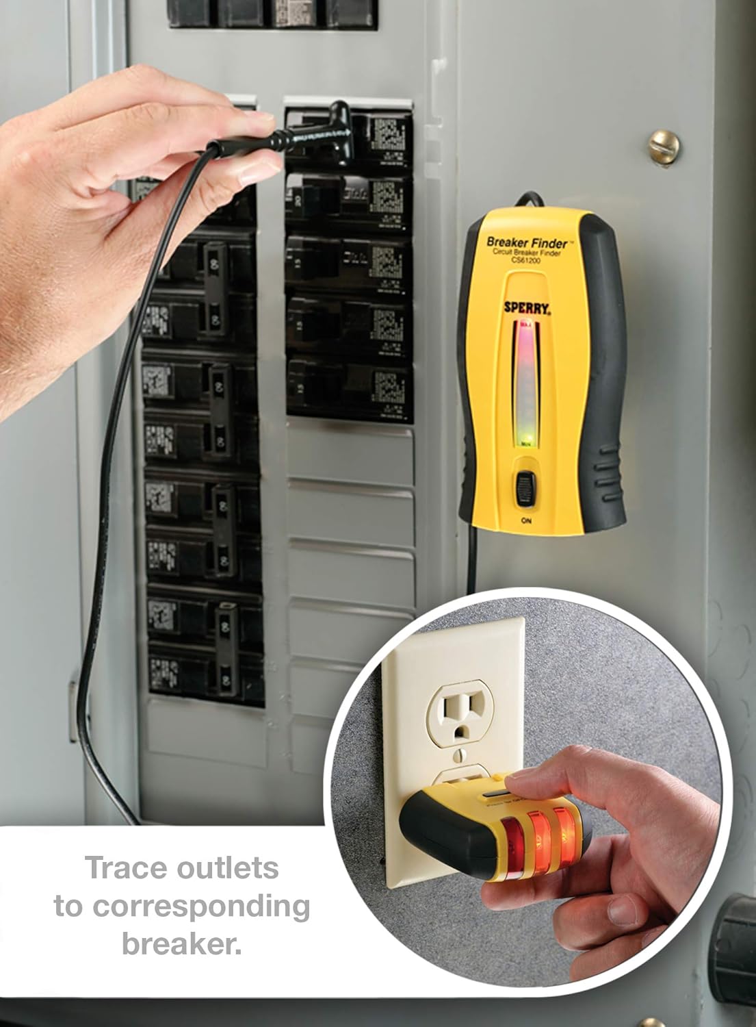 Circuit Breaker Finder and GFCI Tester, Yellow, Pack of 2 G2549