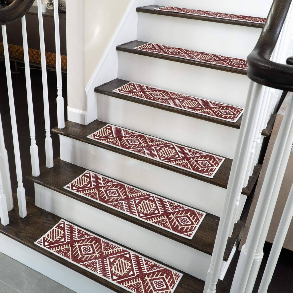 9x22 x 28x22 Cotton Anti-Slip Carpet Stair Treads with Double Adhesive Tape H50494