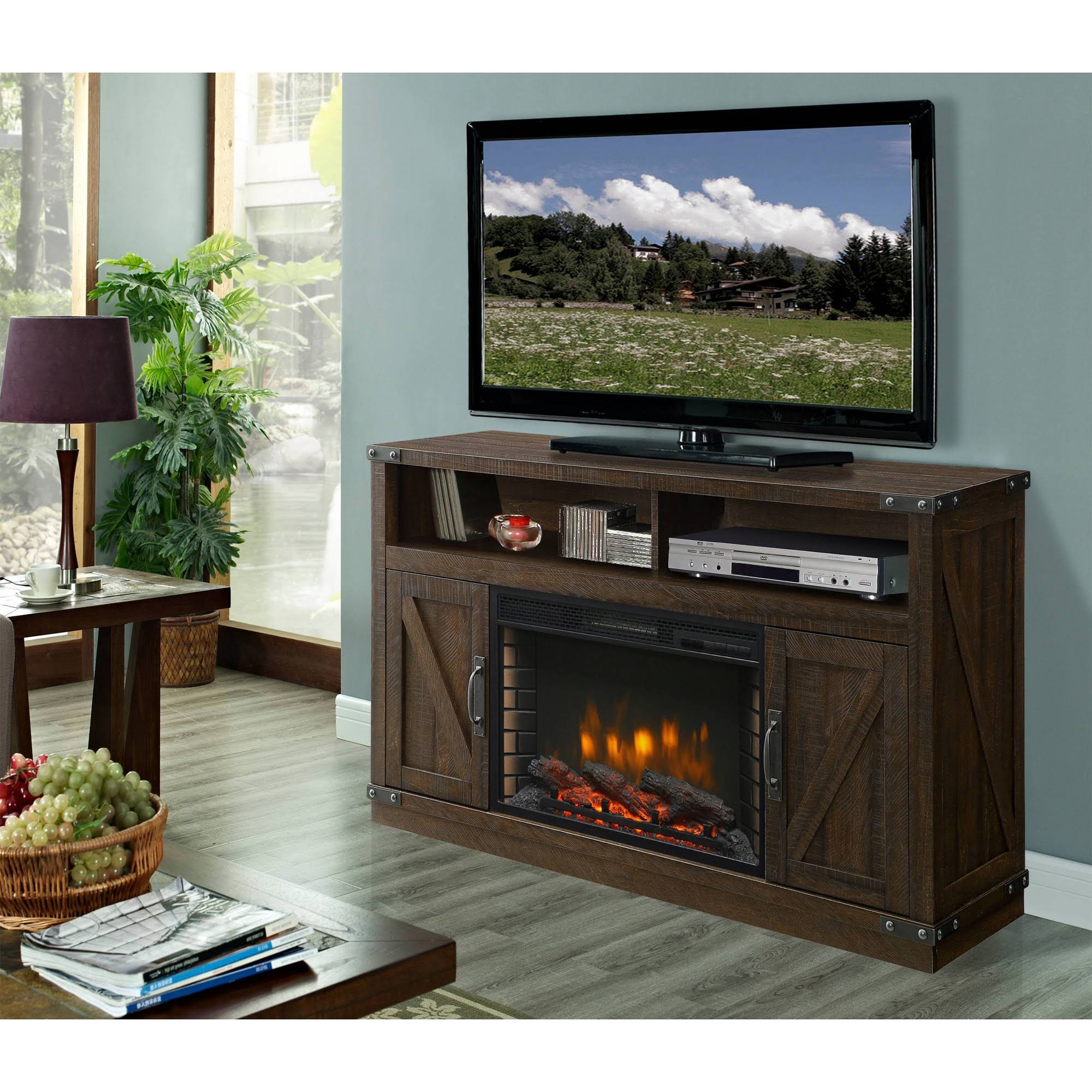 Rustic Brown 53 inch Electric Fireplace Y36758