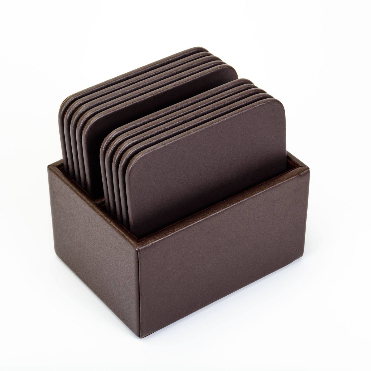 Brown Leatherette 10 Square Coaster Set F24592
