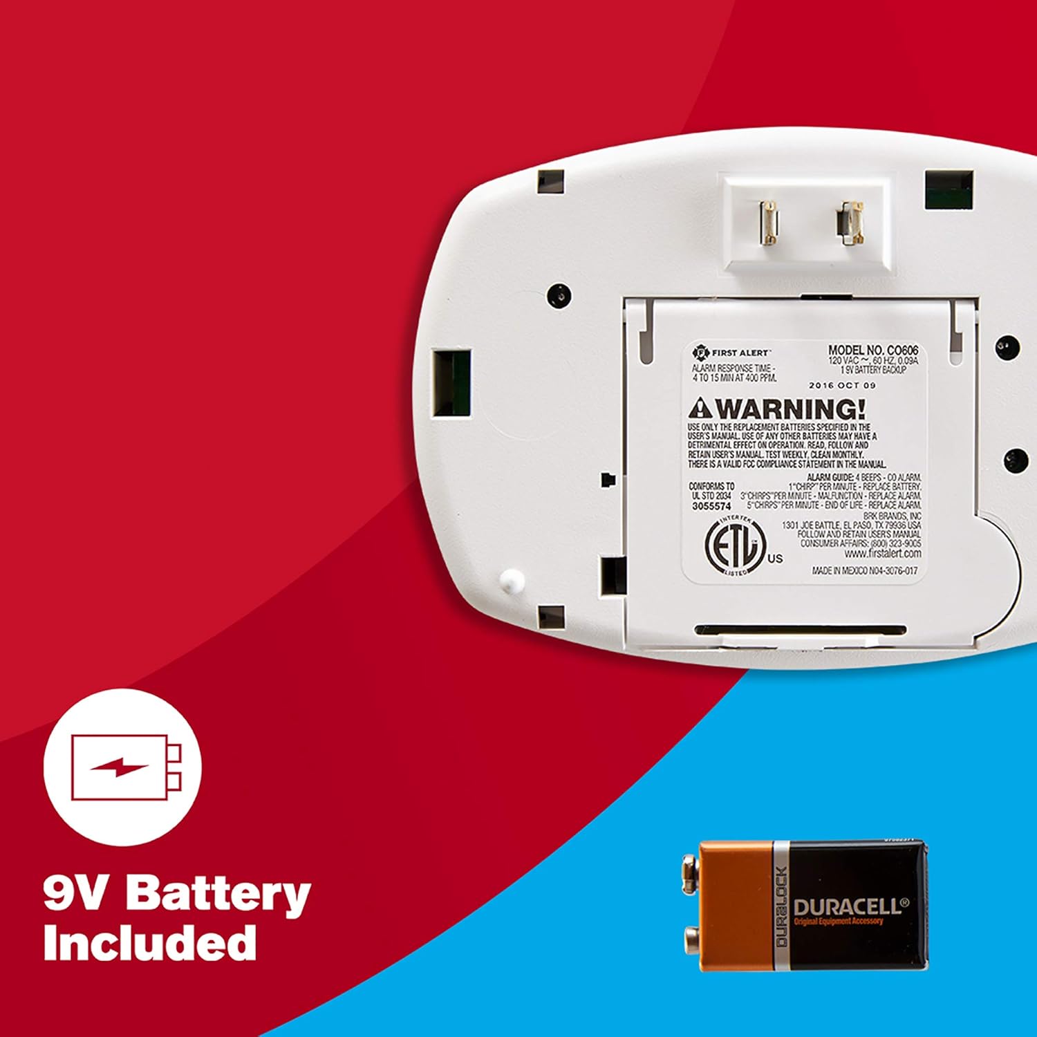Carbon Monoxide Detector with Battery Backup, 3-Pack Y408