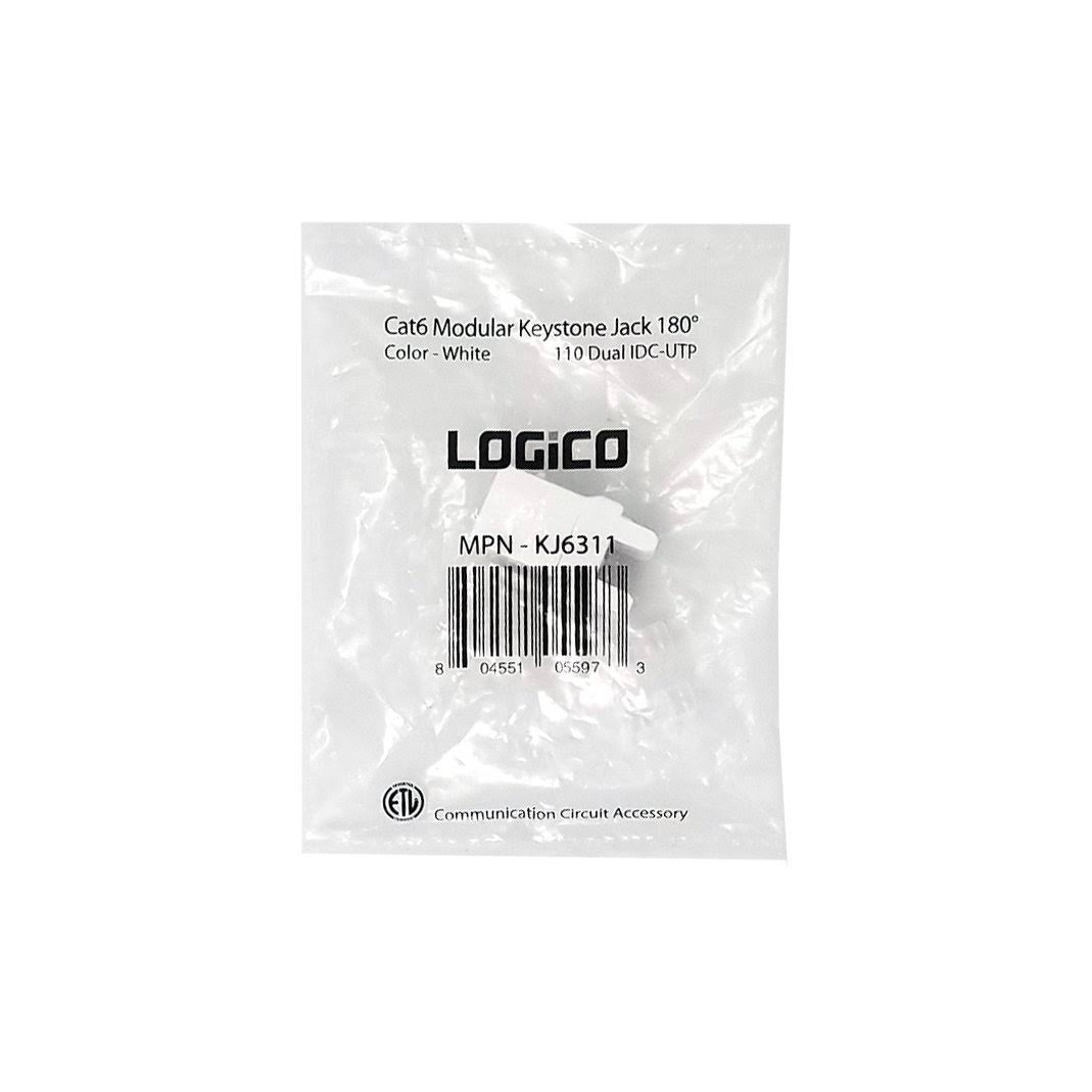 100 Pack Cat6 White Network Ethernet Keystone Jack 180 Degree B72560