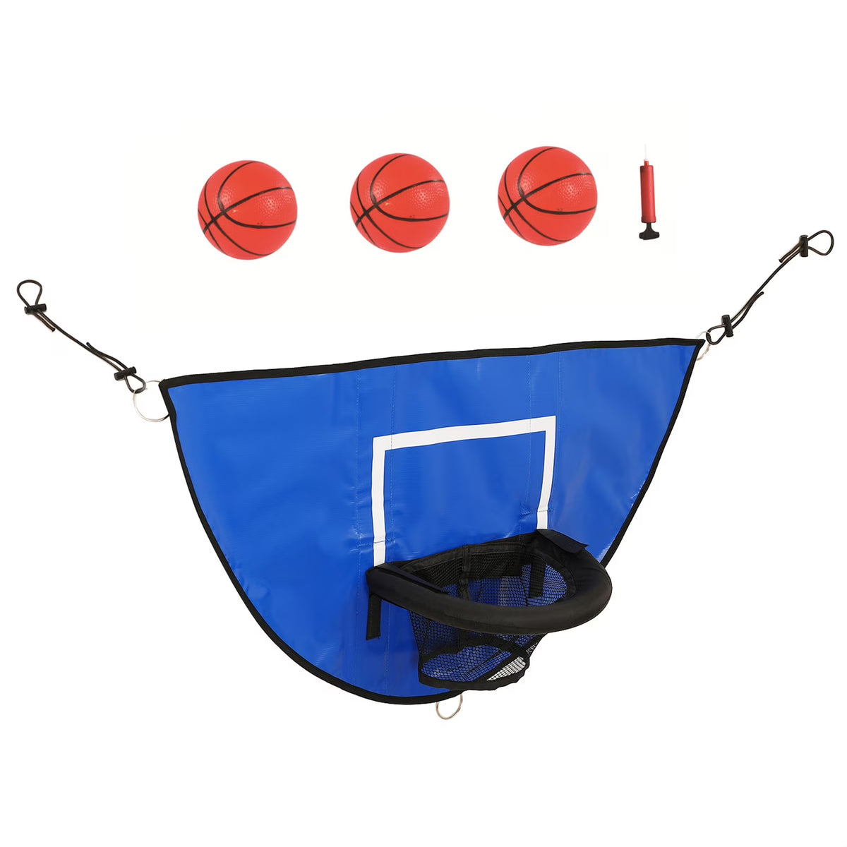 Universal Trampoline Basketball Hoop Set with Pump and Mini Basketballs P64680