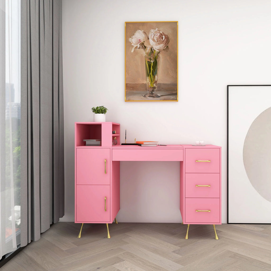 Pink 55inches Vanity Desk with 4 Drawers V113
