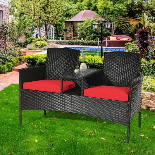 Red Rattan Conversation Set B564