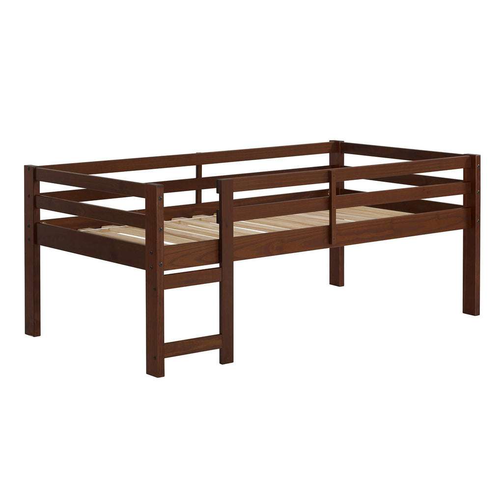 Twin Solid Wood Low Loft Bed Walnut X614