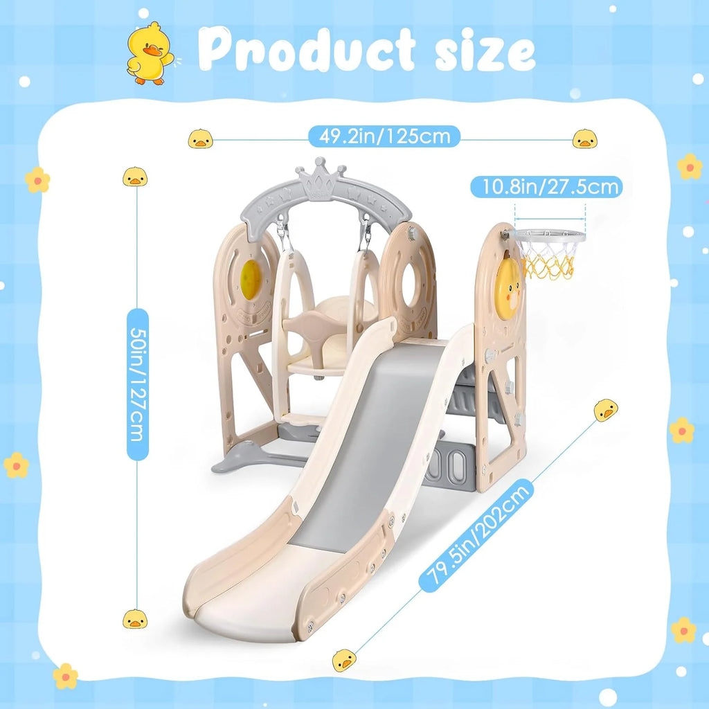 3-in-1 Kids Slide with Climber, Swing, Freestanding Playset X83964