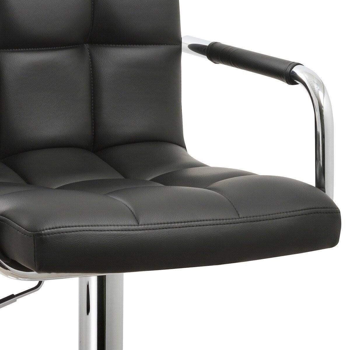 Black Faux Leather Swivel Barstools Set of 3 U288