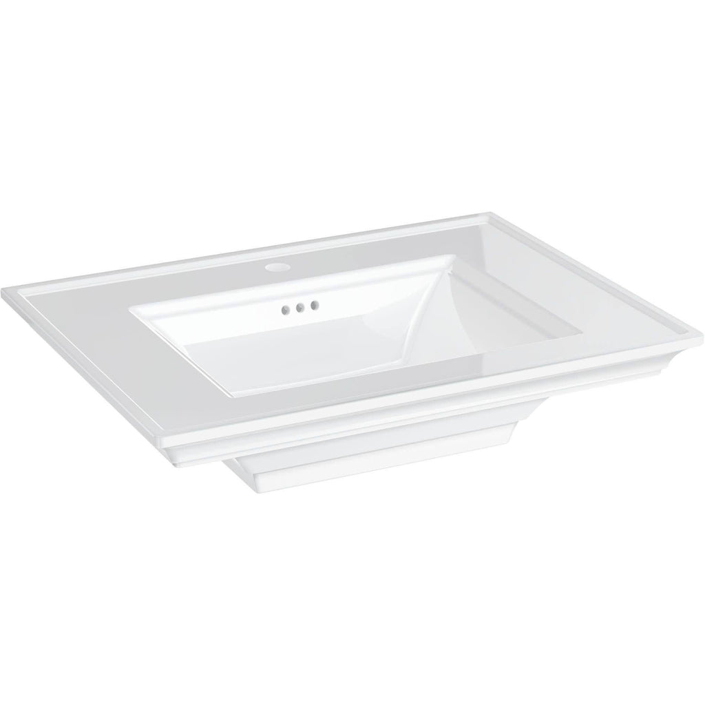 White 30-in Rectangular Fireclay Pedestal Sink Top J986