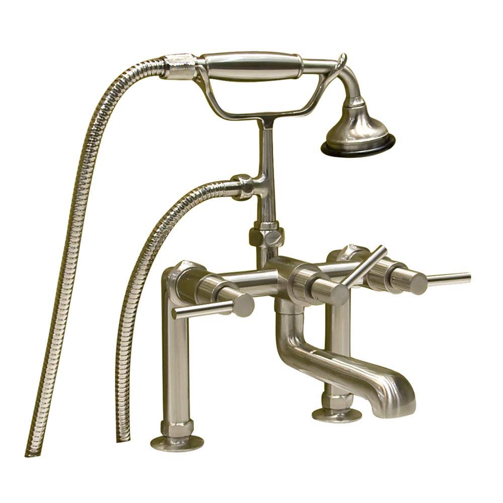 Deck Mount Tub Faucet with Lever Handles and Hand Shower V890910