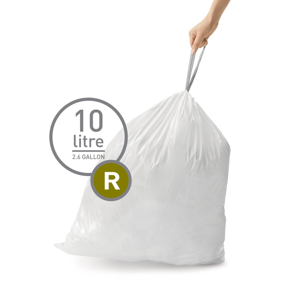 White Drawstring Trash Bags, 100 Count, 10 Liter / 2.6 Gallon V355956