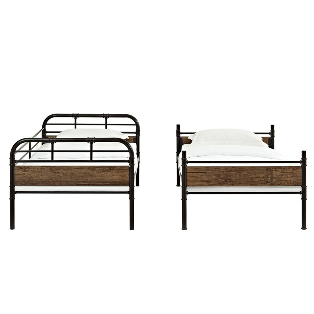 Twin Over Twin Metal Wood Bunk Bed P246502