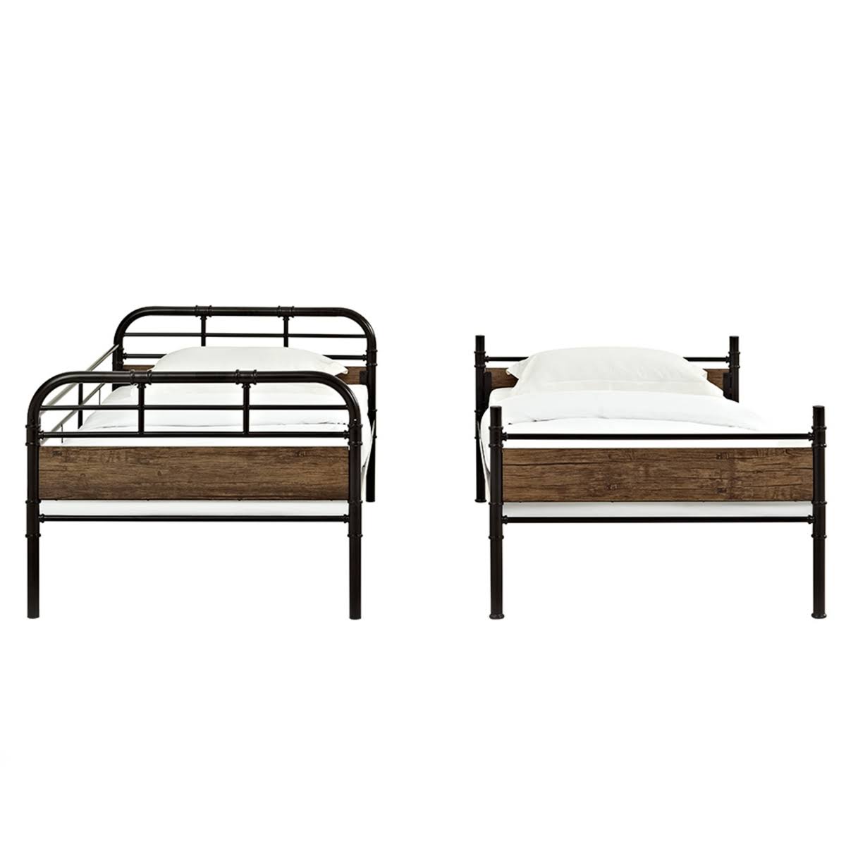 Twin Over Twin Metal Wood Bunk Bed P246502
