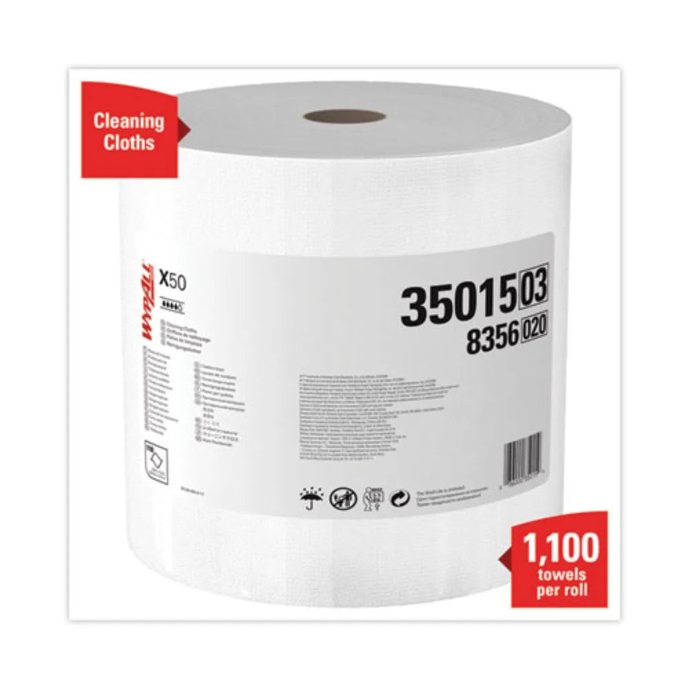 Disposable Cloths, Jumbo Roll, White, 1,100 Sheets per Roll E34521
