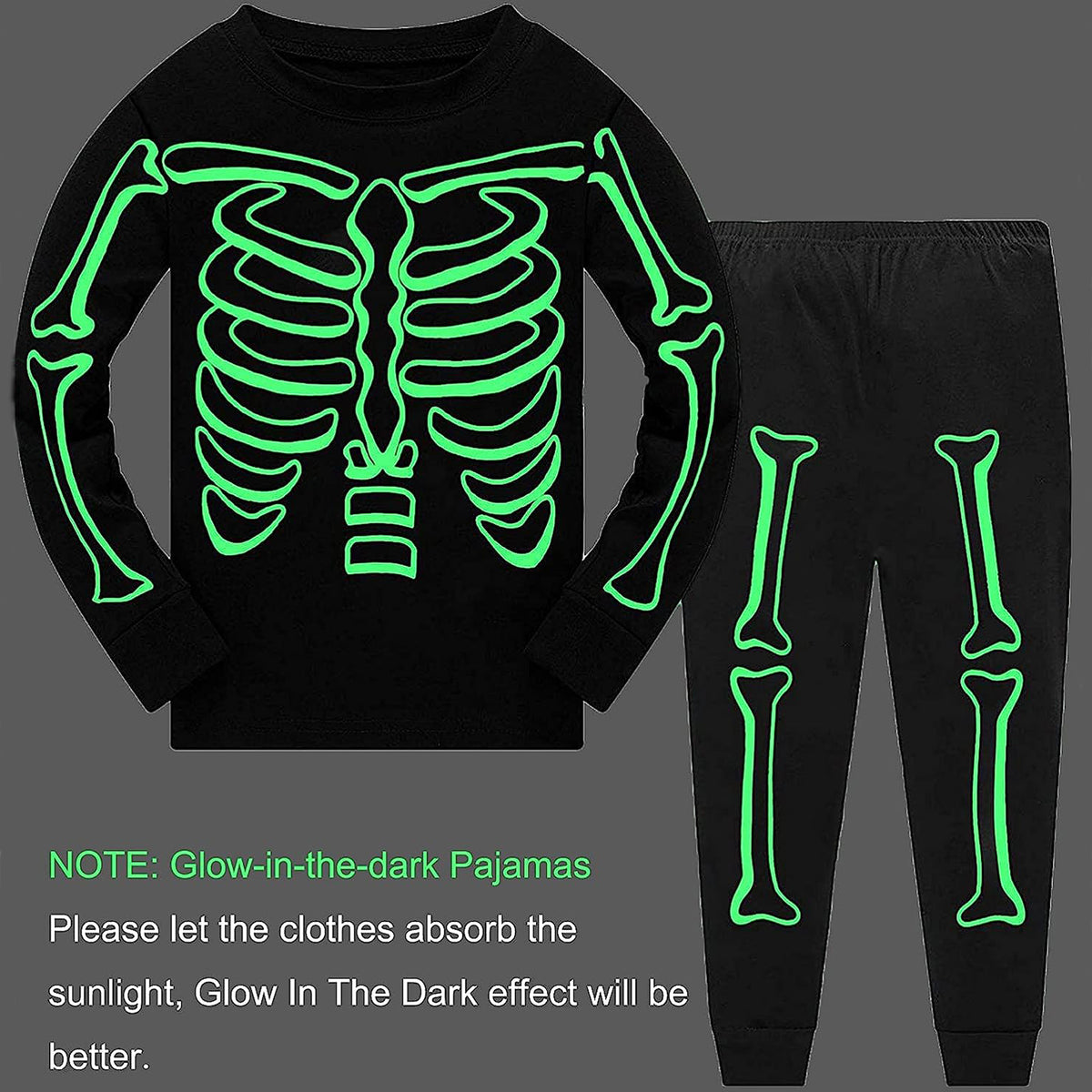 Halloween Glowing Skeleton Boys Pajamas Set 10T G292171