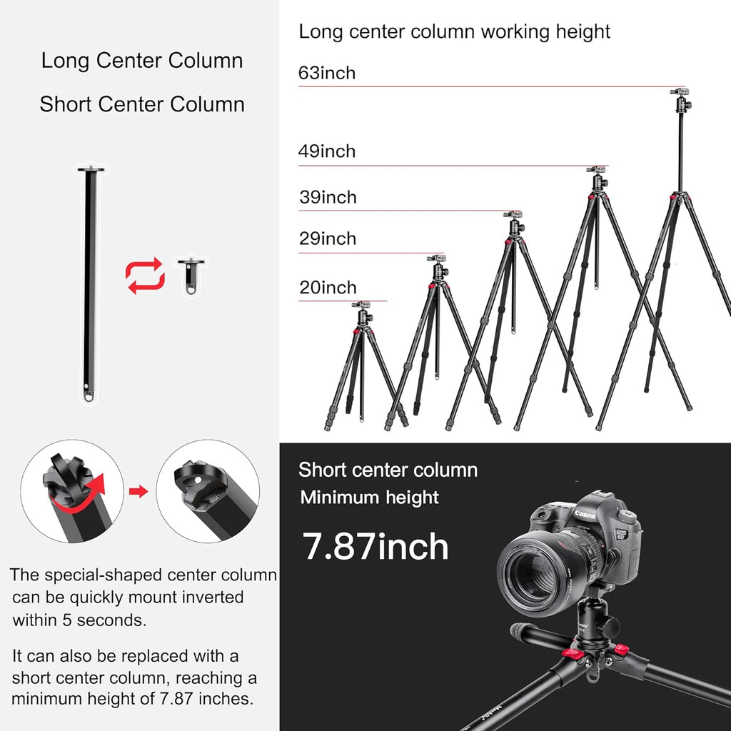 63 Aluminum DSLR Camera Tripod Monopod Kit with Panoramic Ball Head L32940
