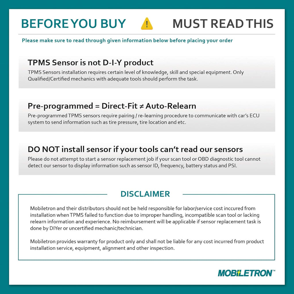 TPMS Tire Pressure Sensor 4-Pack V555