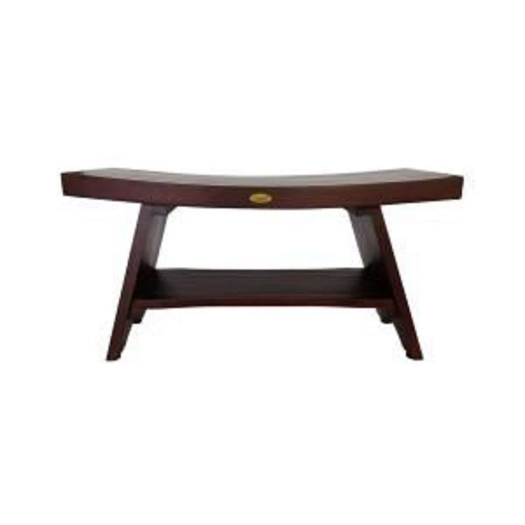 Gray Finish Teak Shower Bench with Shelf I844