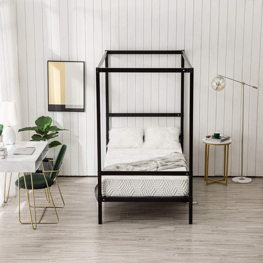 Black Twin Size Canopy Bed Frame T494