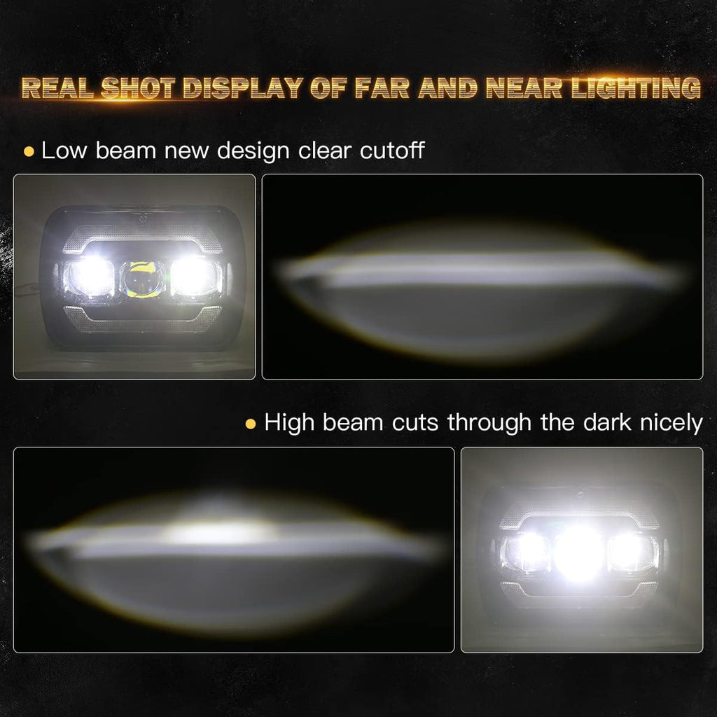 Black 2PCS 5x7 7x6 LED Headlights U70332
