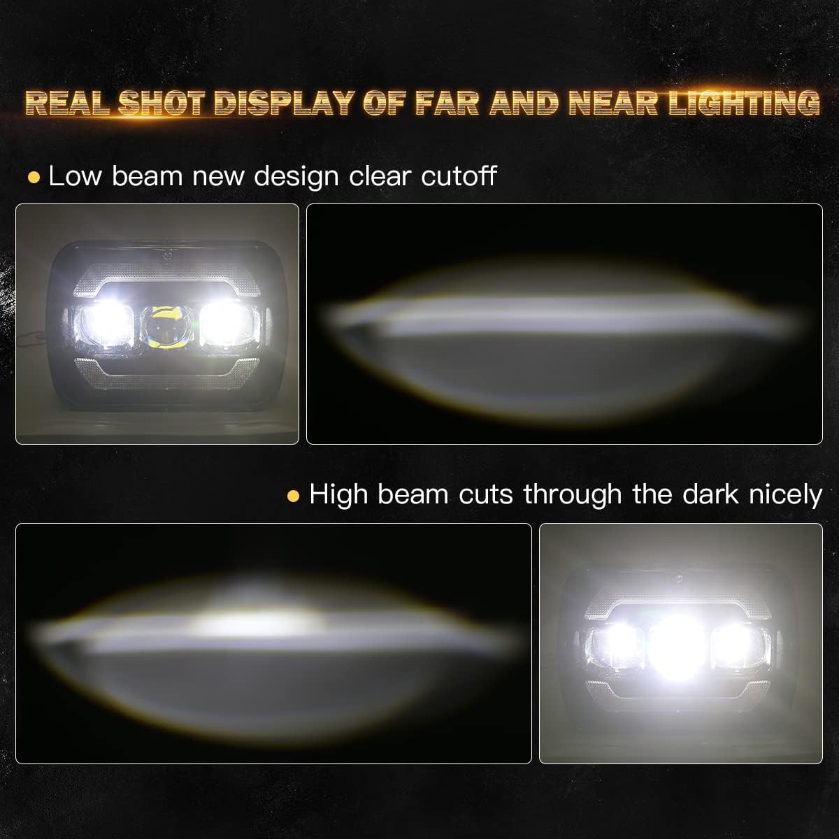 Black 2PCS 5x7 7x6 LED Headlights U70332