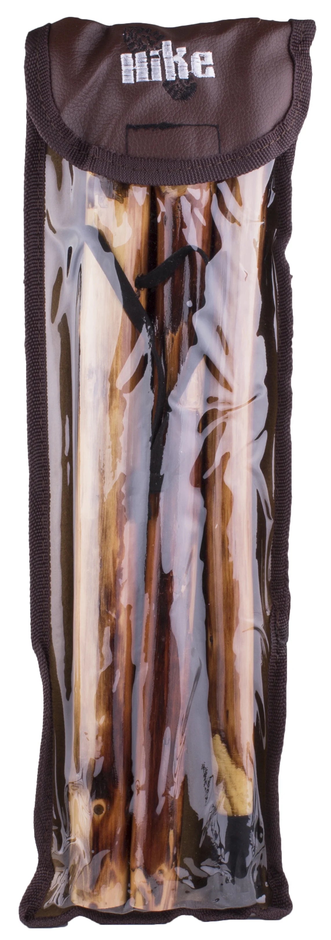 Wooden Walking Stick with Compass and Pouch Q105226