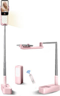 Selfie Stand with 360° Rotates Phone Holder, Foldable, Rechargeable, Wireless, 1000mah Battery, 7 Brightness LED Light, White, Pack of 2 Y357232