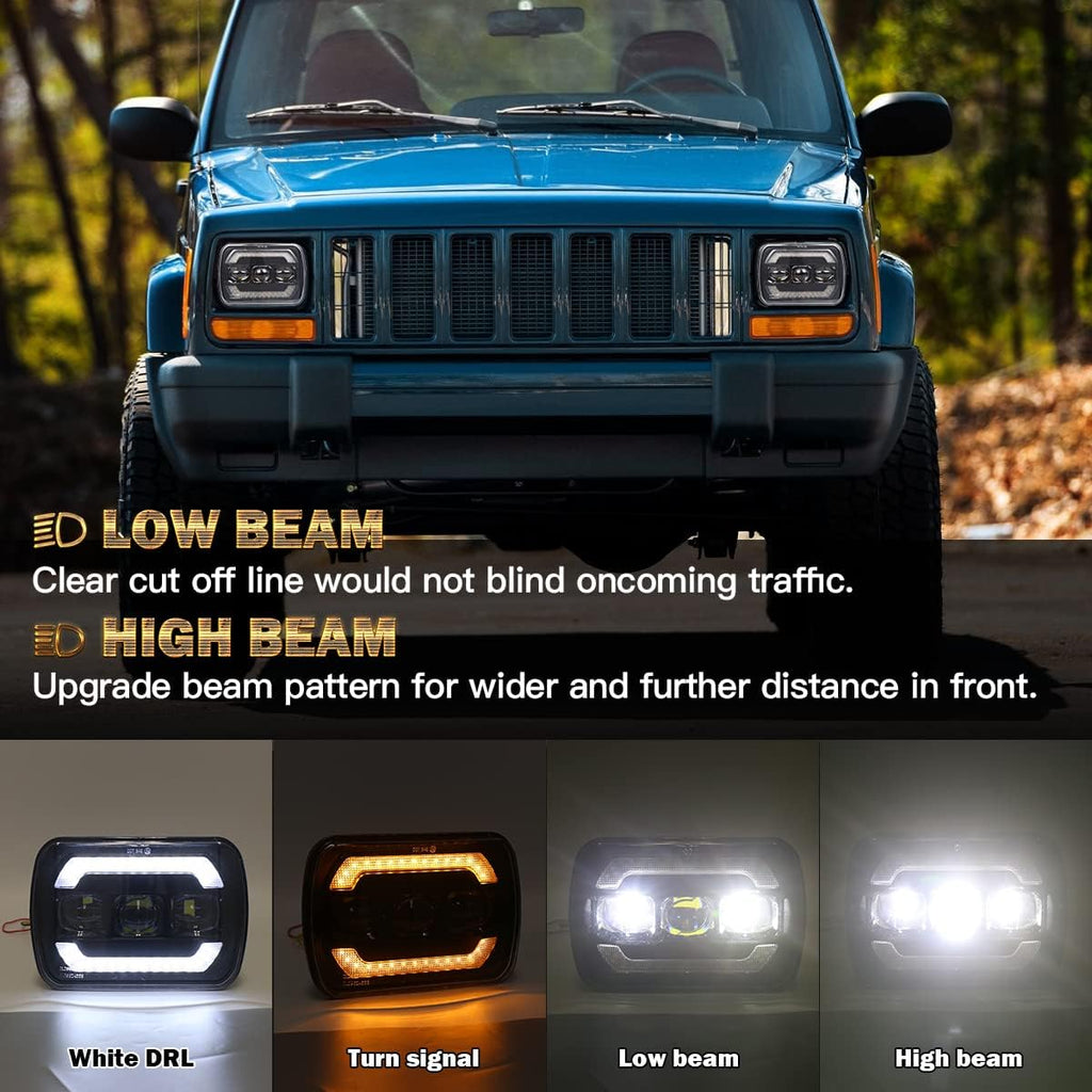 Black 2PCS 5x7 7x6 LED Headlights U70332