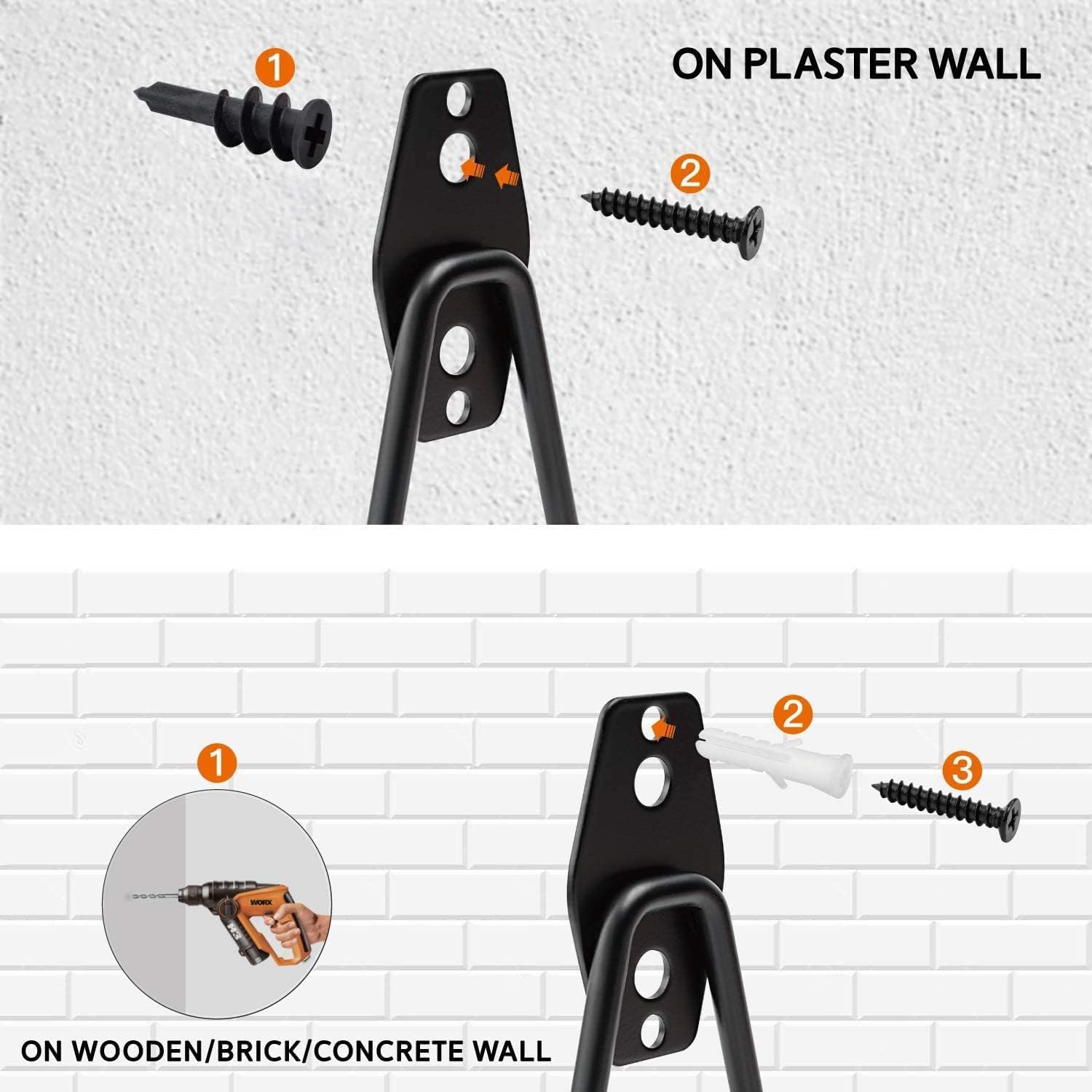 12 Pack Wall Storage Hooks with 2 Extension Cord Straps, Heavy Duty Tool Hangers I75976