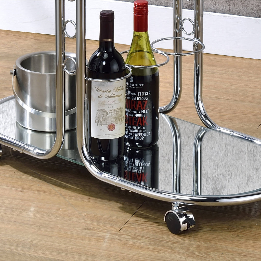 Chrome Glass Top Serving Cart A698