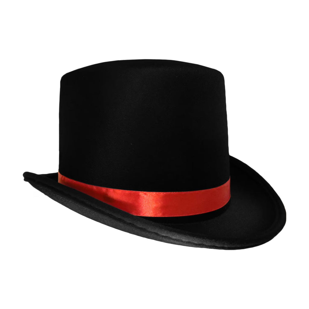 Black Top Hat with Red Band Costume Z593