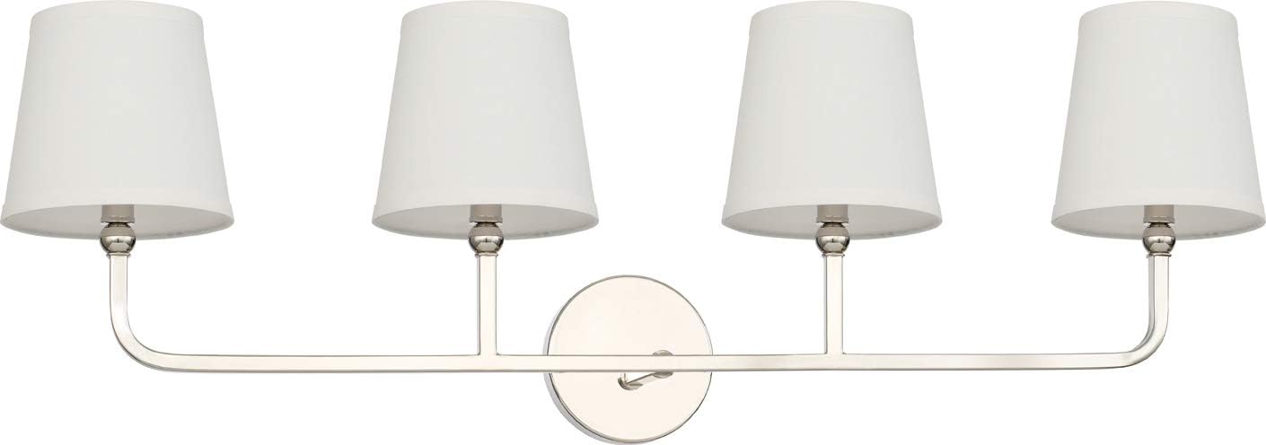 Rustic White Fabric Bath Vanity Wall Mount, 2-Light, Matte Black Q723