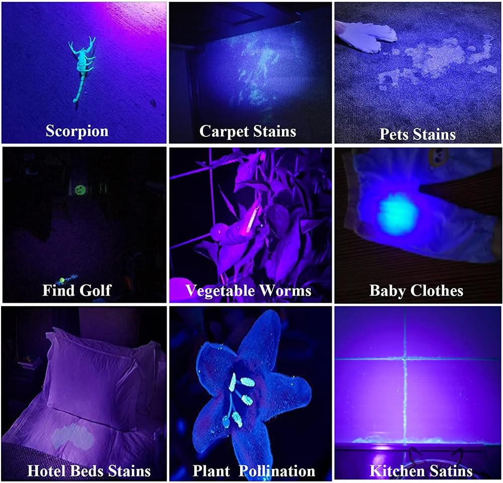 Black Light Flashlight UV Flashlight Rechargeable Ultraviolet 385-395nm J224