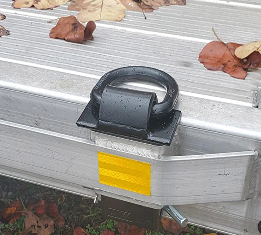 2 Pack Heavy Duty Adjustable Stake Pocket D Ring Black with 1/2" Hitch Pin, 4 Holes, 5400 lbs Load Limit X7562