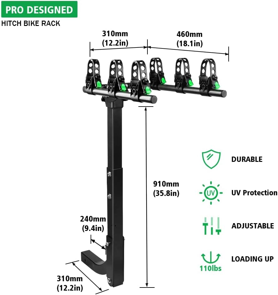 3 Bike Hitch Rack with 2-Inch Receiver Double Foldable Rack B27098