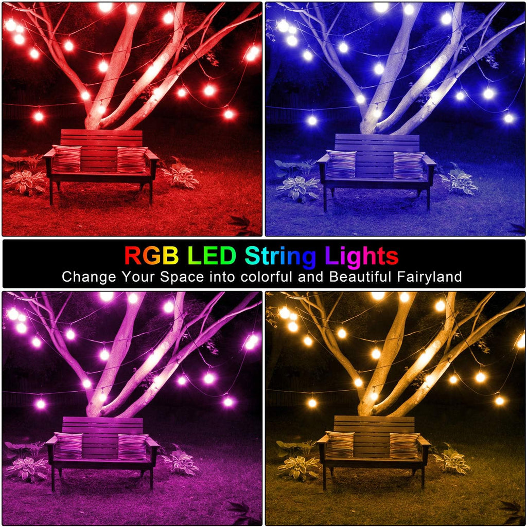 48FT RGB Cafe String Lights with 18 Shatterproof Edison Bulbs U855872