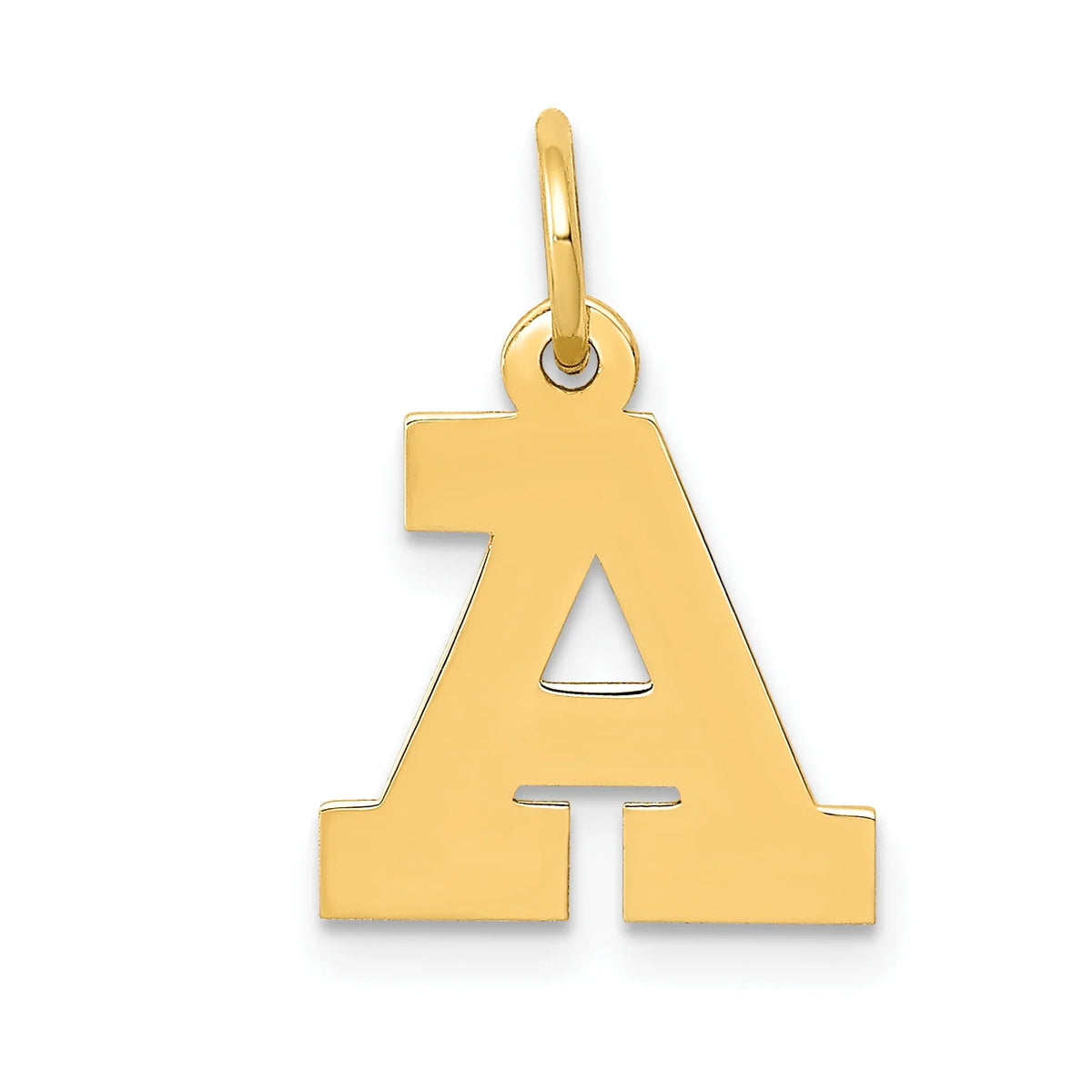 14K Yellow Gold Block Letter A Initial Pendant Charm with Rope Chain Necklace 16'' W780934