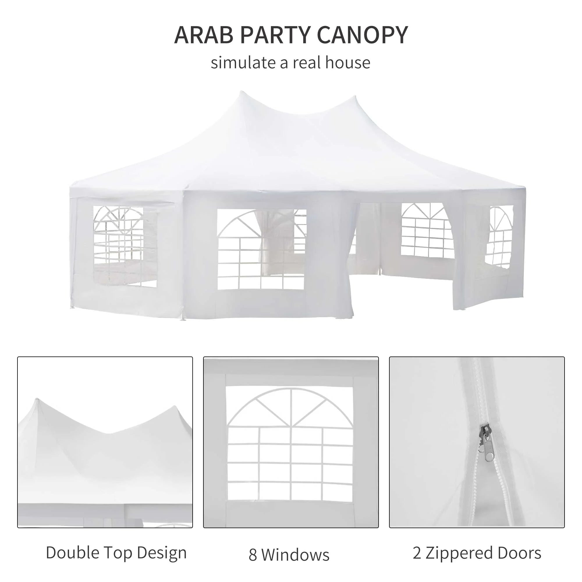 Canopy Party Event Tent with 2 Pull-Back Doors and Windows H288