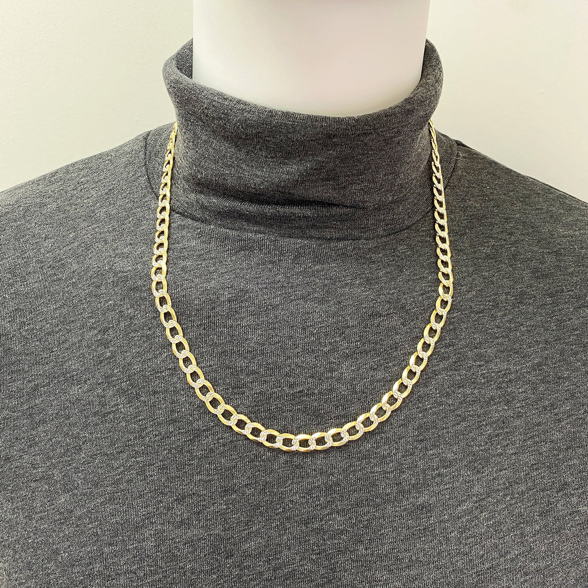 18K Gold Over Silver Diamond-Cut Cuban Chain Necklace 20"-26" H178