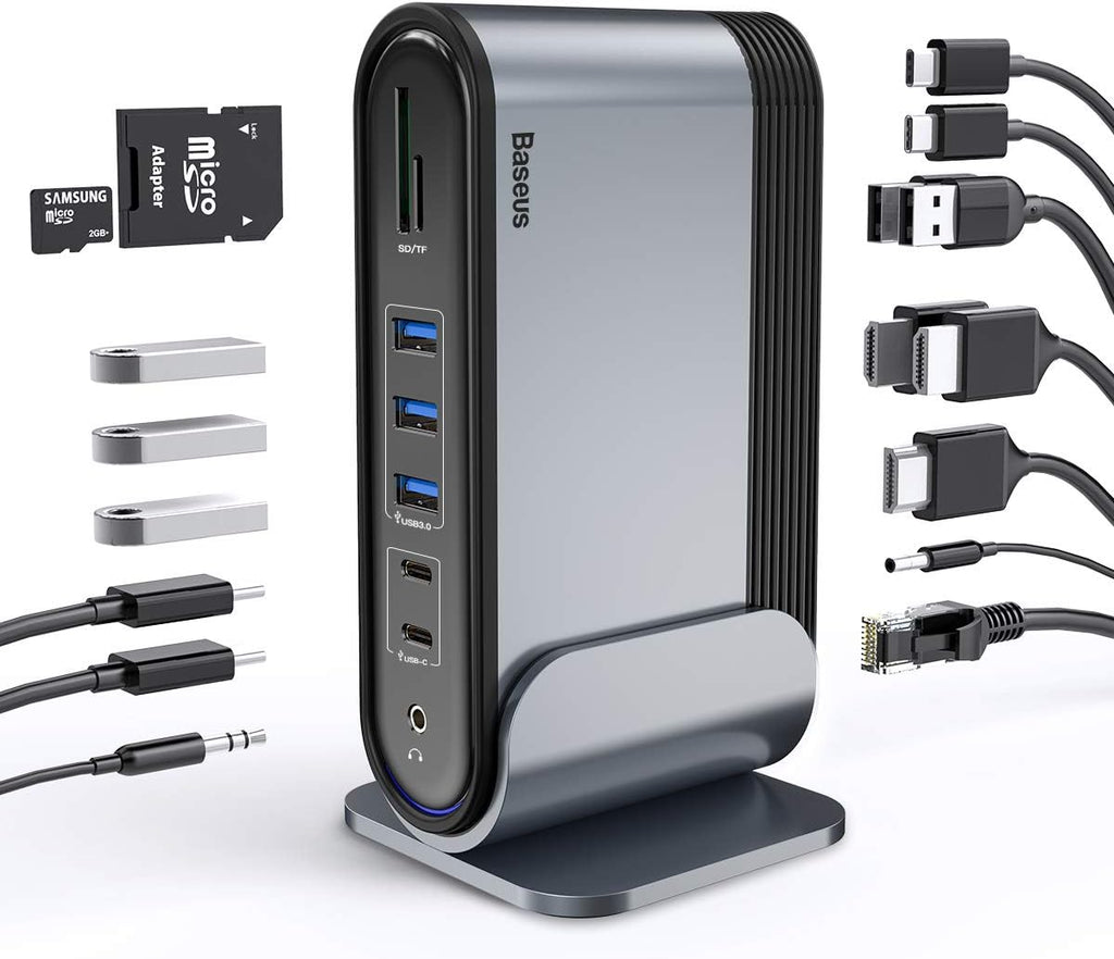 17-in-1 USB C Docking Station with 100W PD USB-C Port, 4K HDMI*3, USB 3.0*5, LAN, SD/TF Cards Reader, Audio Port W726