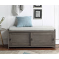 Grey Wood Storage Bench with 2 Cabinets H284