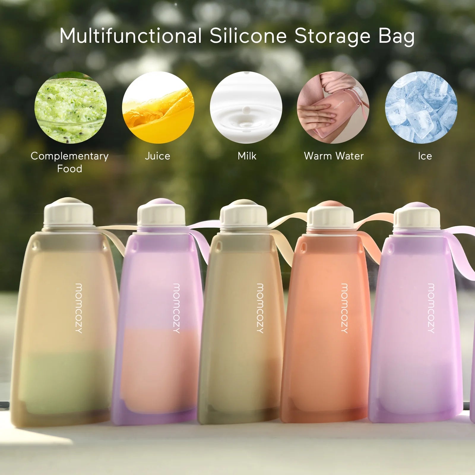 Reusable Silicone Breastmilk Storage Bags, 8.5oz/250ml 5Pcs Q3160