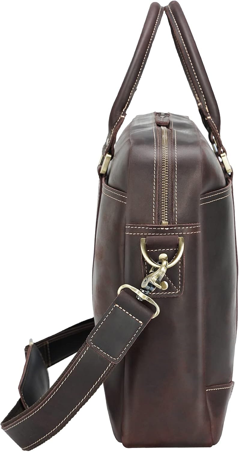 Full Grain Leather 18.5'' Laptop Briefcase Messenger Bag M23846