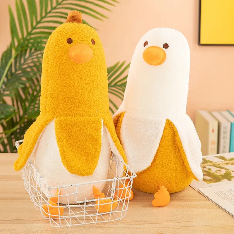 Kawaii Banana Duck Plush Toys 27CM Soft Down Cotton Cartoon Cushion X5482