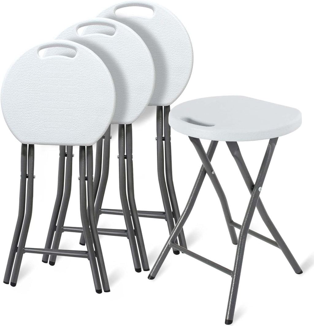 White 18 inch Set of 4 Folding Stool with Handle G128