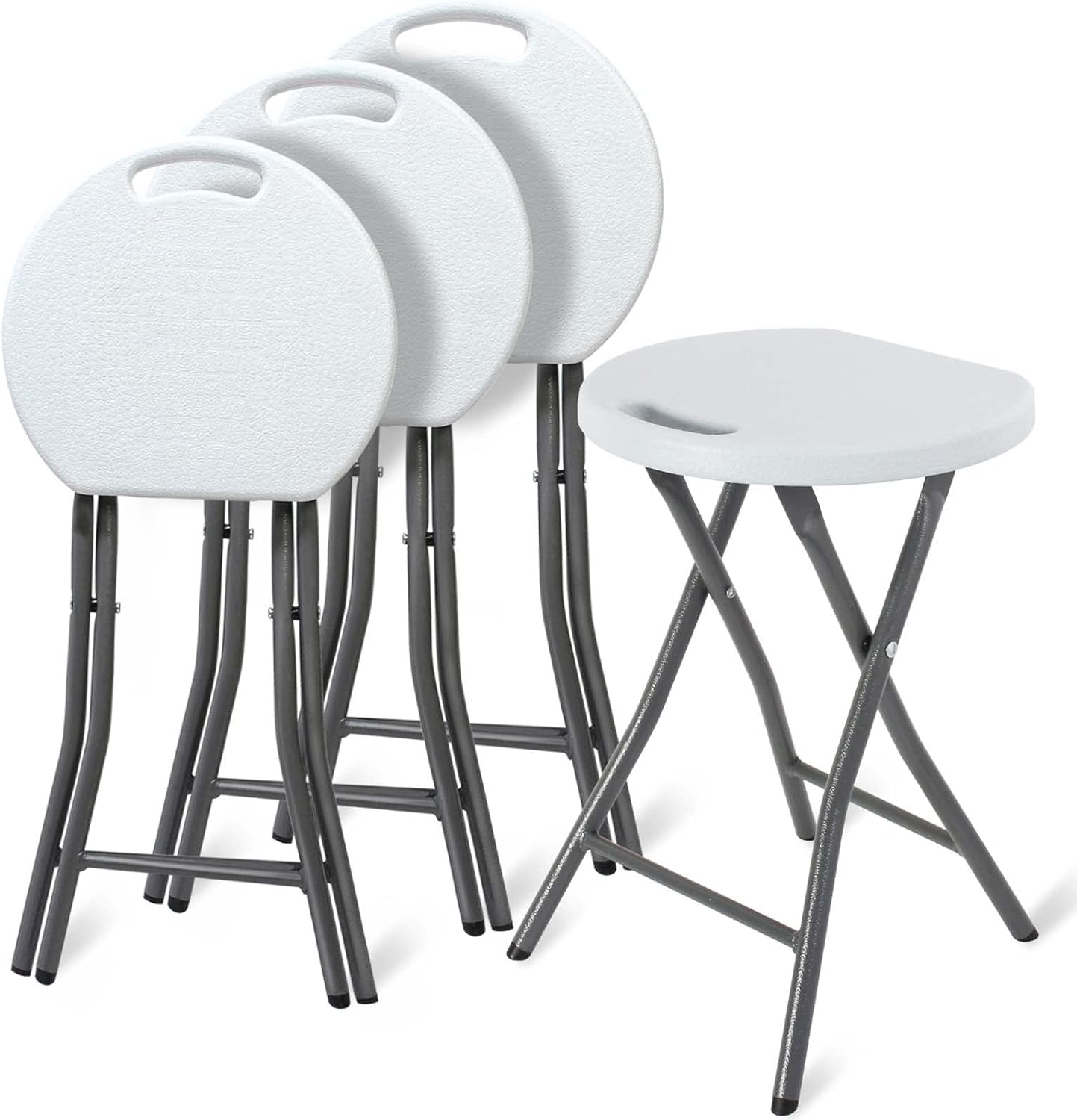 White 18 inch Set of 4 Folding Stool with Handle G128