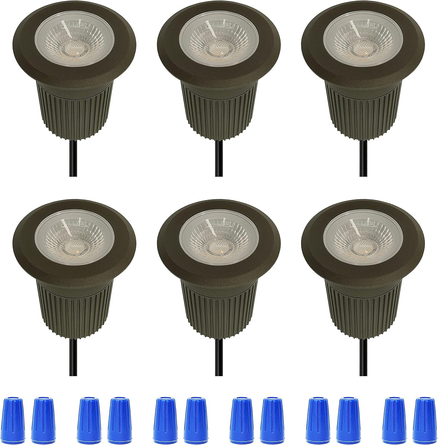 6-Pack 1 Watt LED In Ground Lights with 36 Feet Cable, Gold Finish, Waterproof IP67 M75482