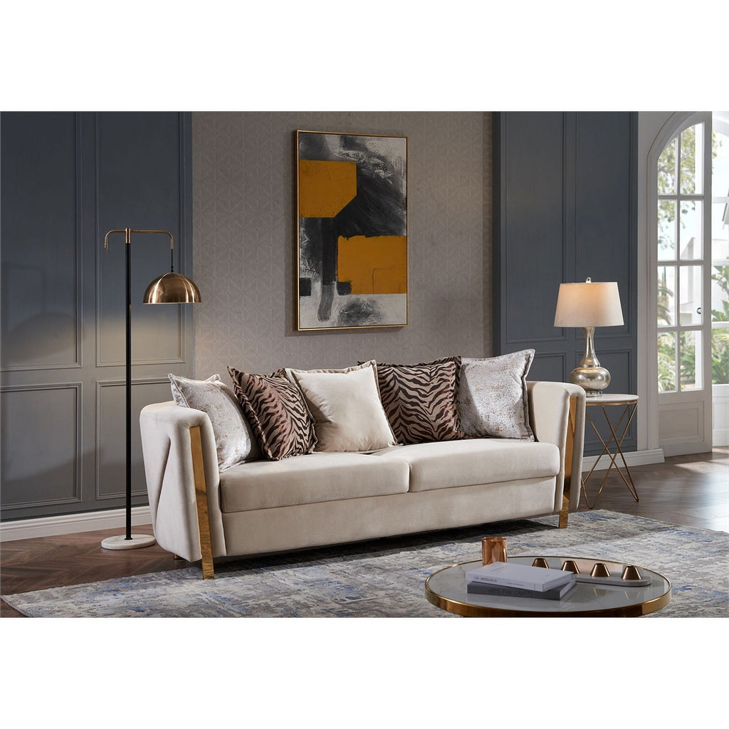 Beige Velvet 2Pc Living Room Set F658