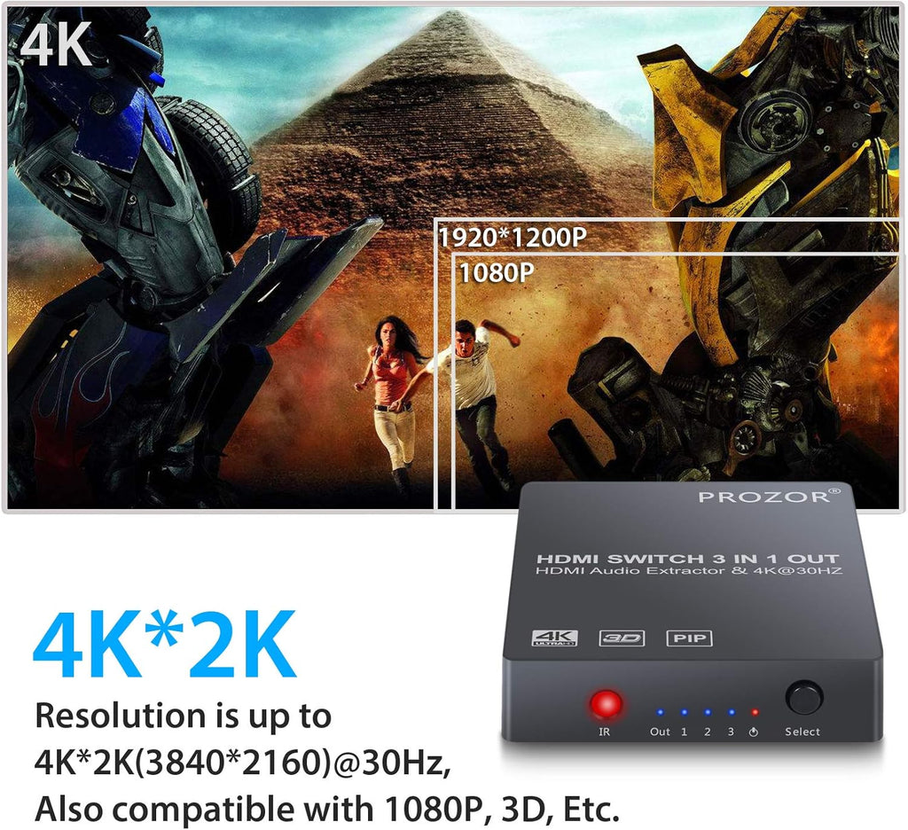 3 Port 4K HDMI Switch with Audio Extractor U378325